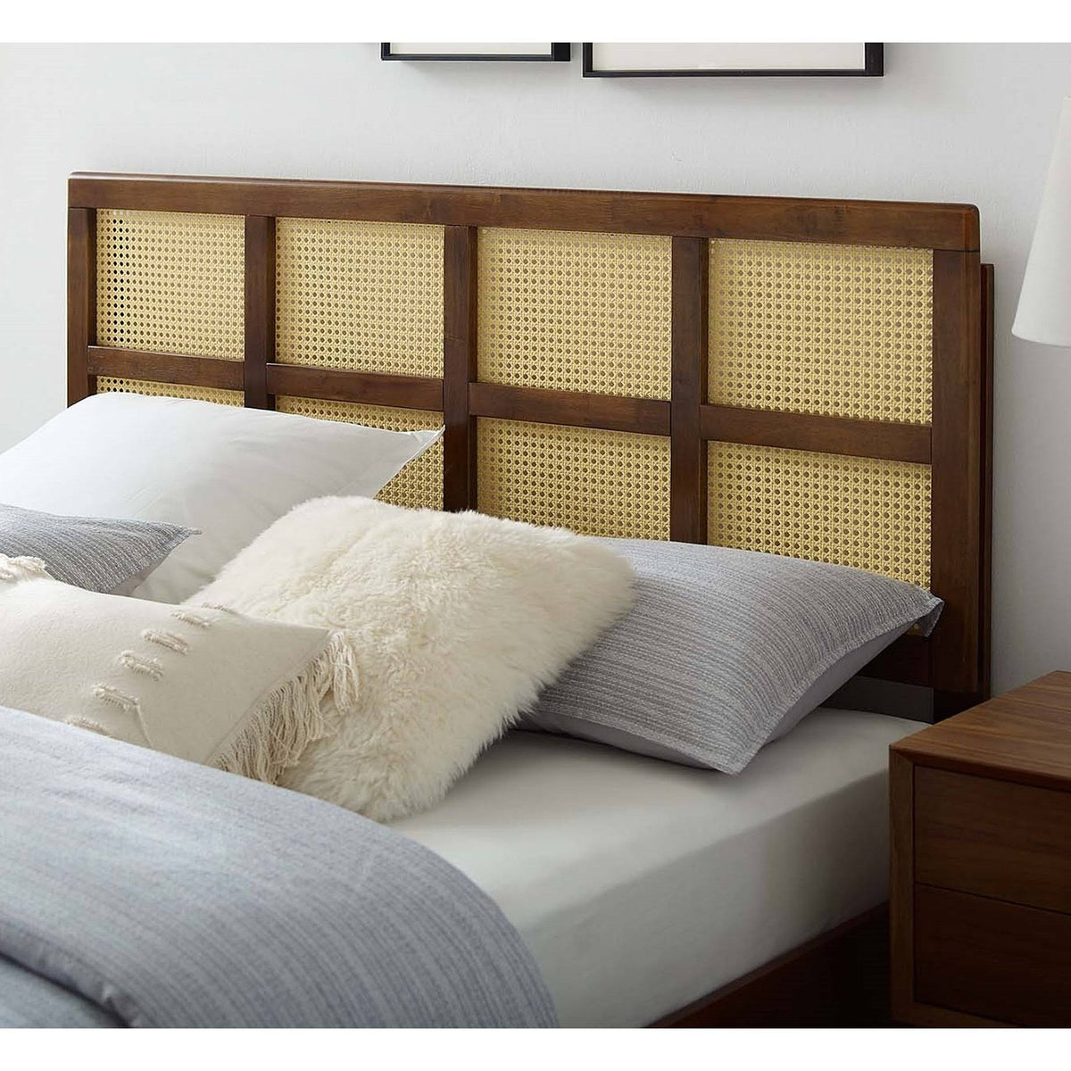 Queen Size Walnut Wooden Headboard R77641