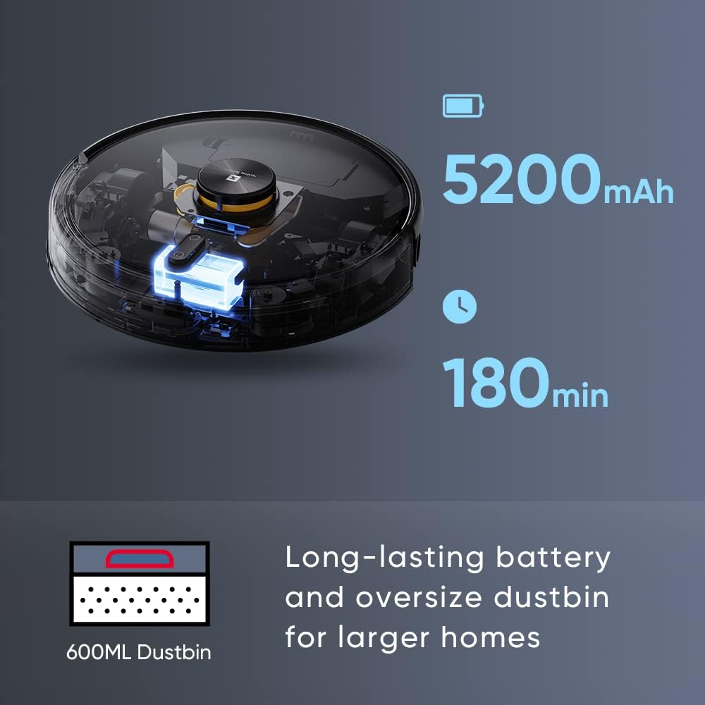 realme Robot Vacuum Cleaner with Lidar Navigation, 3000pa Suction, 180min Runtime H120739