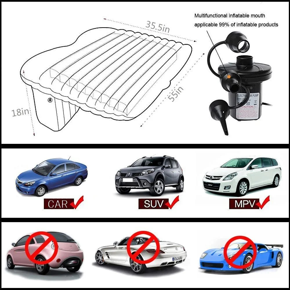 Car Bed Air Mattress with Motor Pump, Two Pillows, Natural Beige U200363