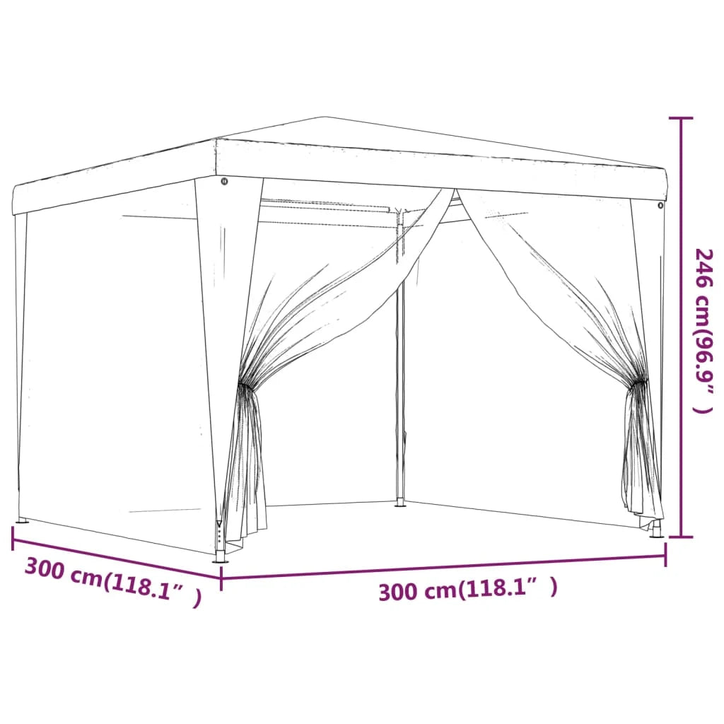 Party Tent with 4 Mesh Sidewalls Blue 9.8'x9.8' HDPE D645