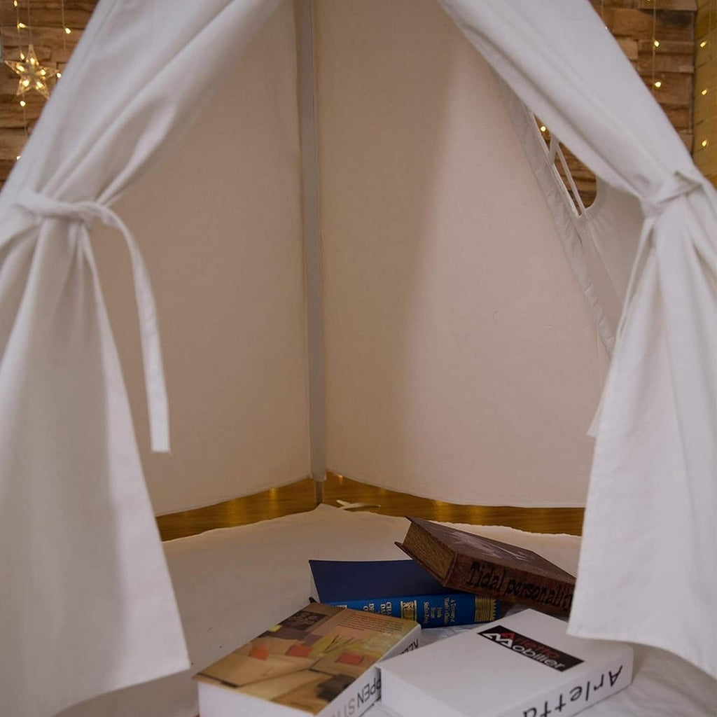 White Cotton Canvas Teepee Tent with Carrying Bag O970