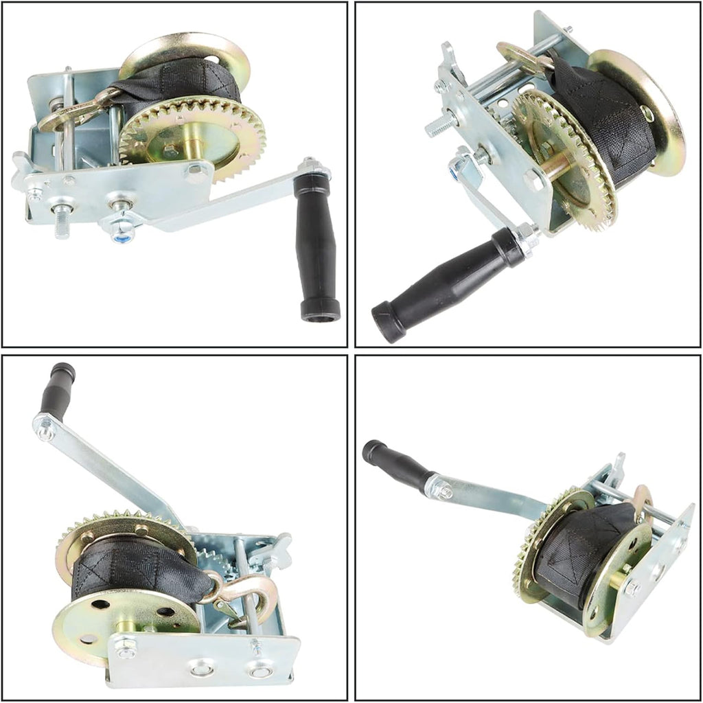 Heavy Duty Hand Winch 2500lbs with 24FT Strap Manual Operated Two-Way Ratchet Pack of 2 H49503