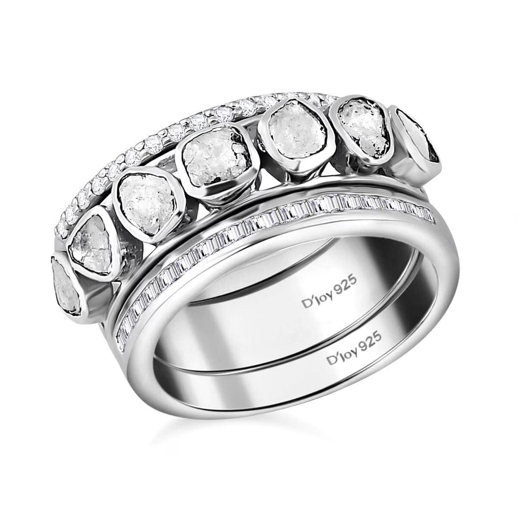 0.8 Ct Diamond Ring 925 Silver Platinum Plated Polki Jewelry Size 10 Q5238
