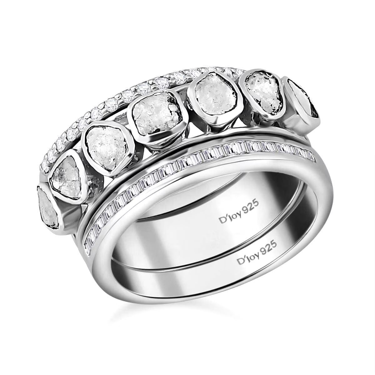 0.8 Ct Diamond Ring 925 Silver Platinum Plated Polki Jewelry Size 10 Q5238