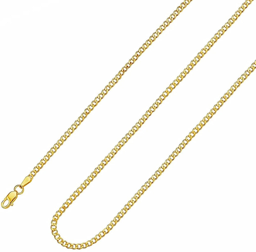 14K Solid Yellow Gold Cuban Chain Necklace T13171