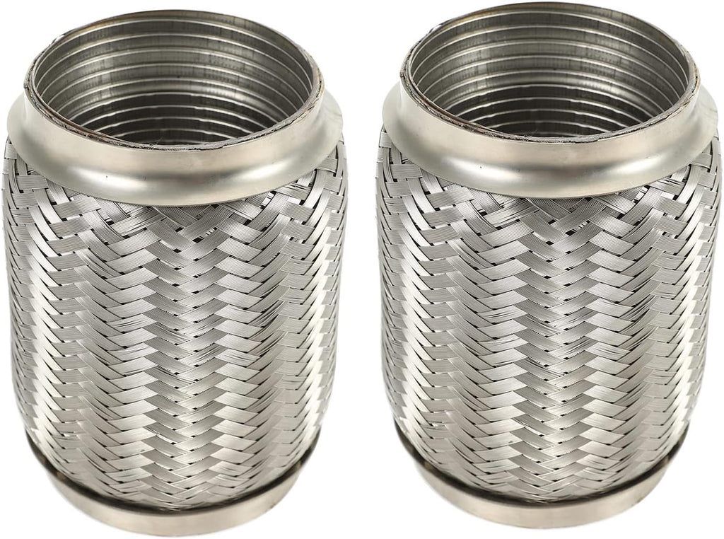 2PCS Stainless Steel Exhaust Flex Pipe Double Braid 3.5" x 6" Long Heavy Duty V204