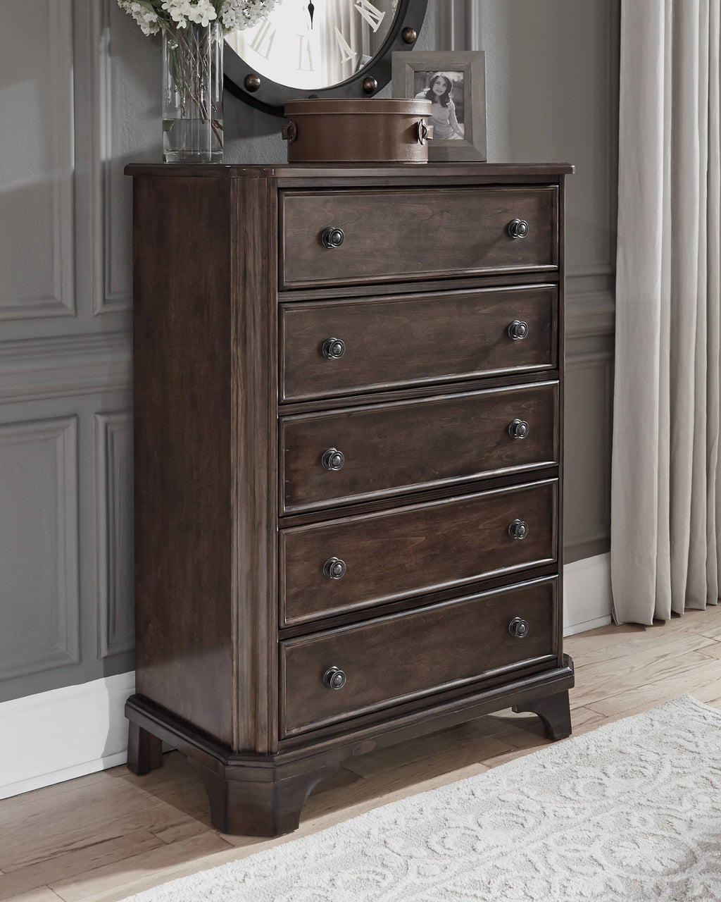 Brown Five Drawer Chest D394155