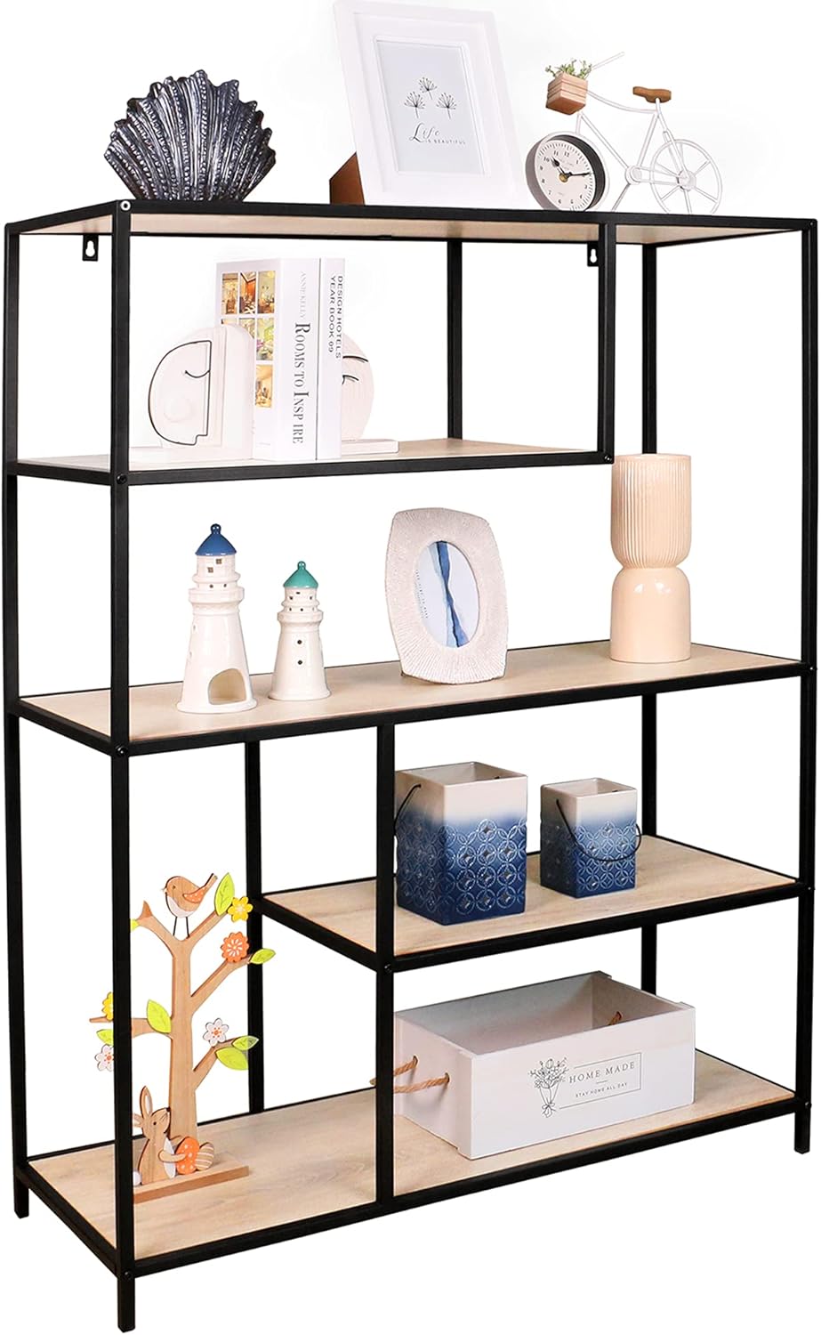 7-Tier Wood Open Bookshelf W848