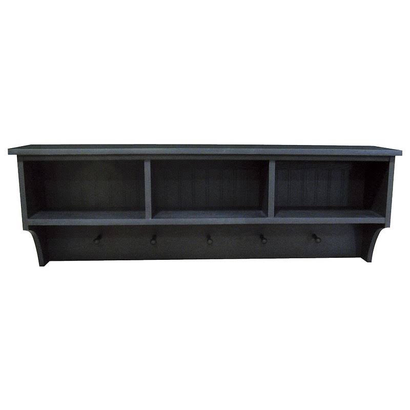 Gold Storage Shelf with Cubbies and Pegs V563817