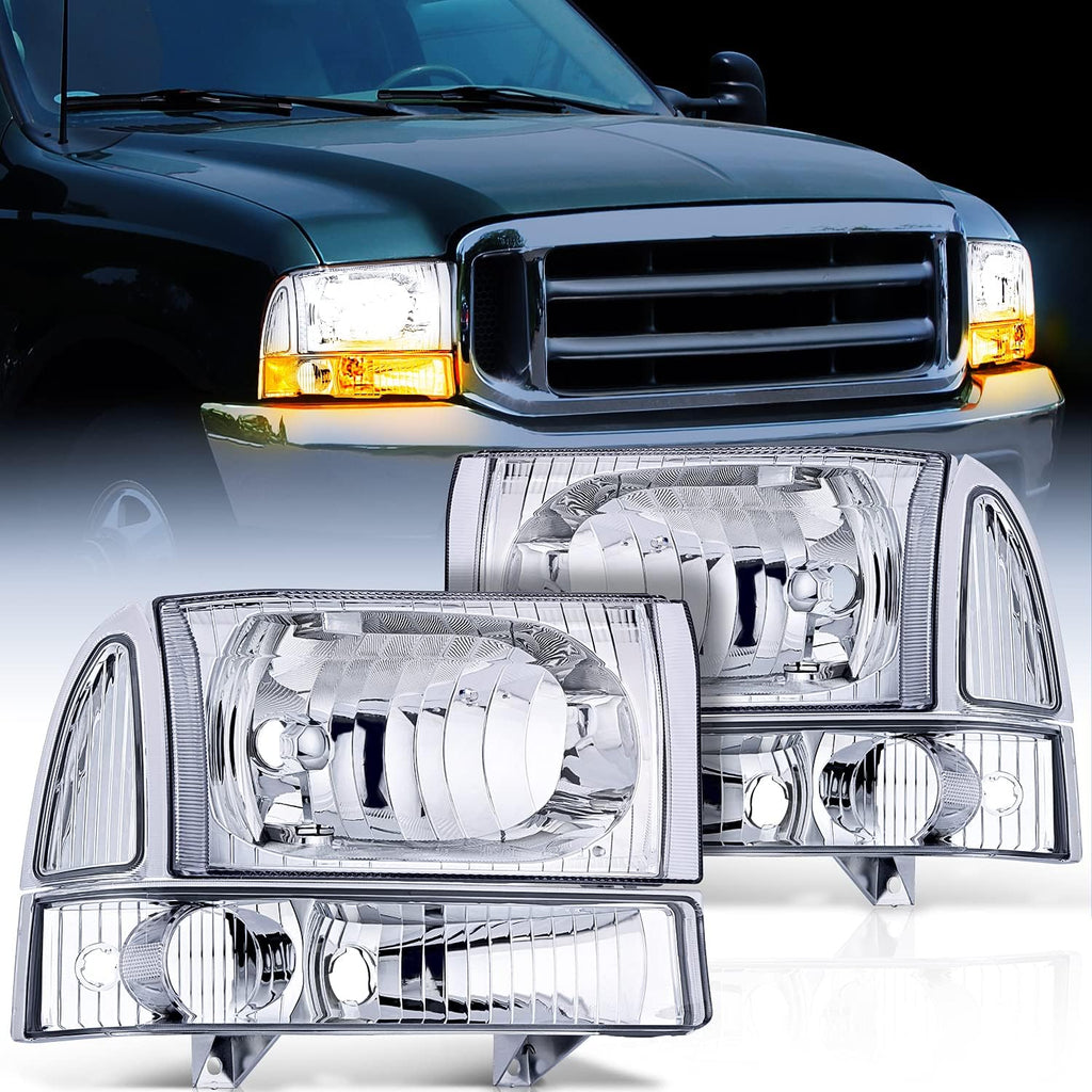 Headlight Assembly Replacement 4 Pack Black Housing Clear Lens G3940