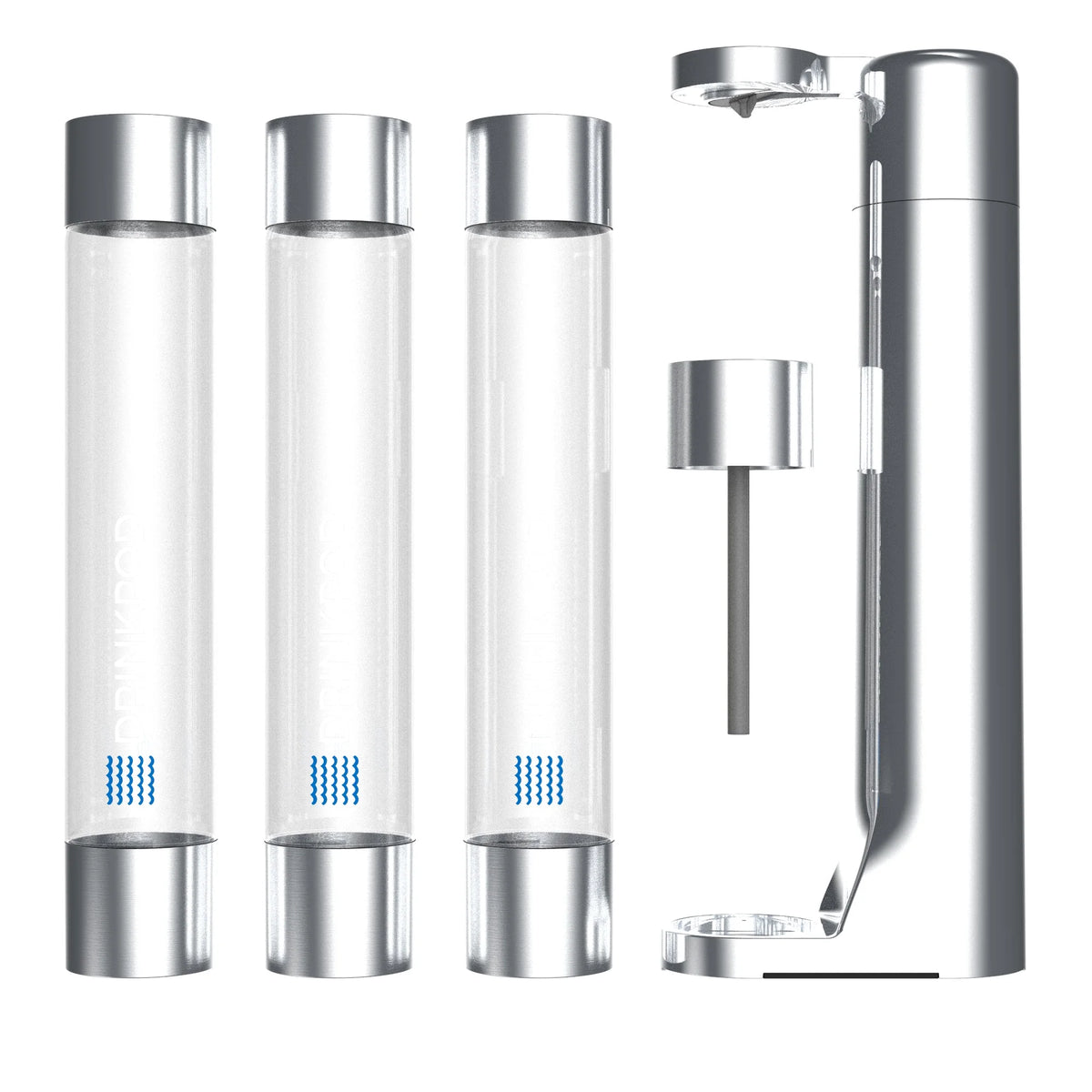 Silver Chrome Soda Maker with Three 1L Bottles O47435