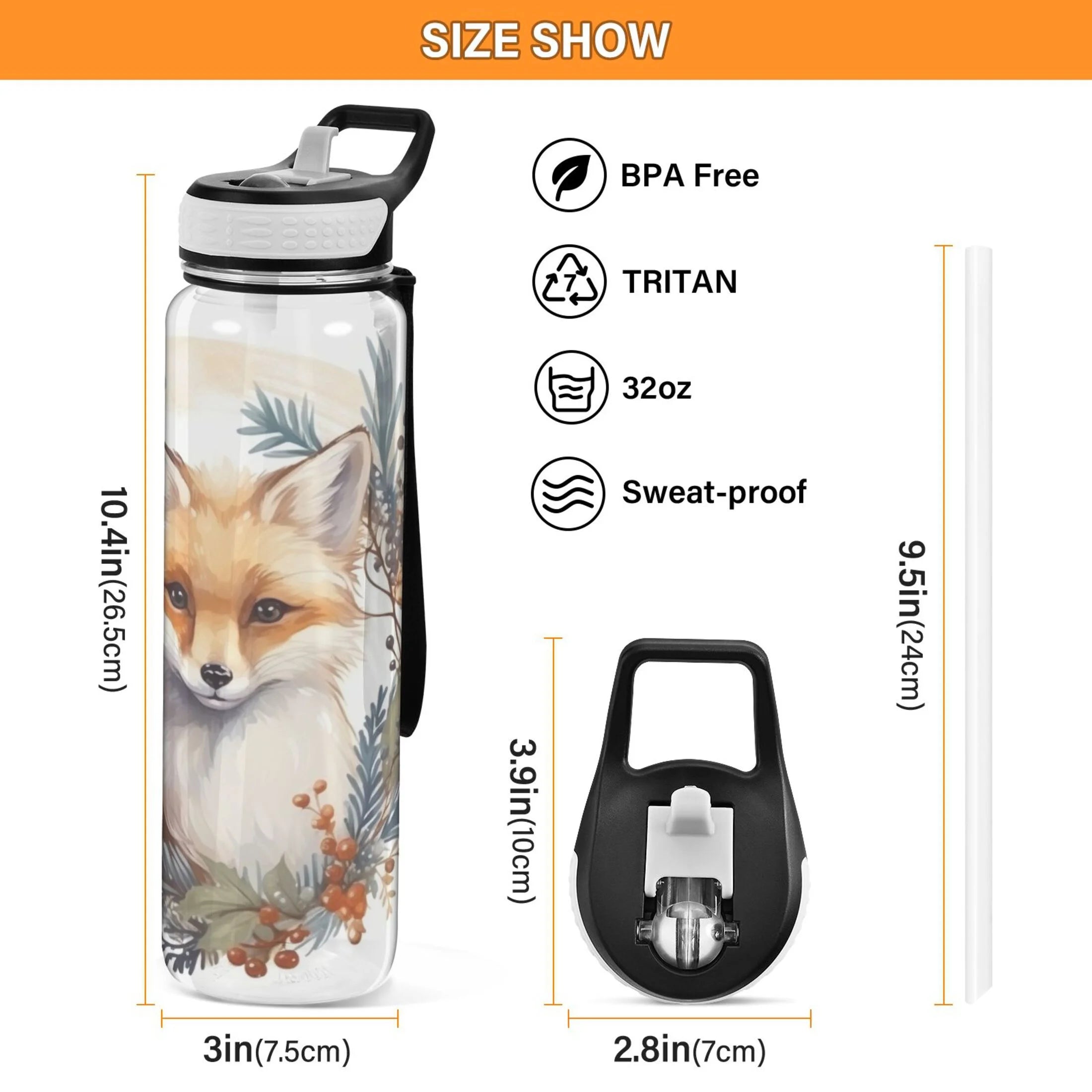 32oz Tritan Leakproof Water Bottle with Straw G3728