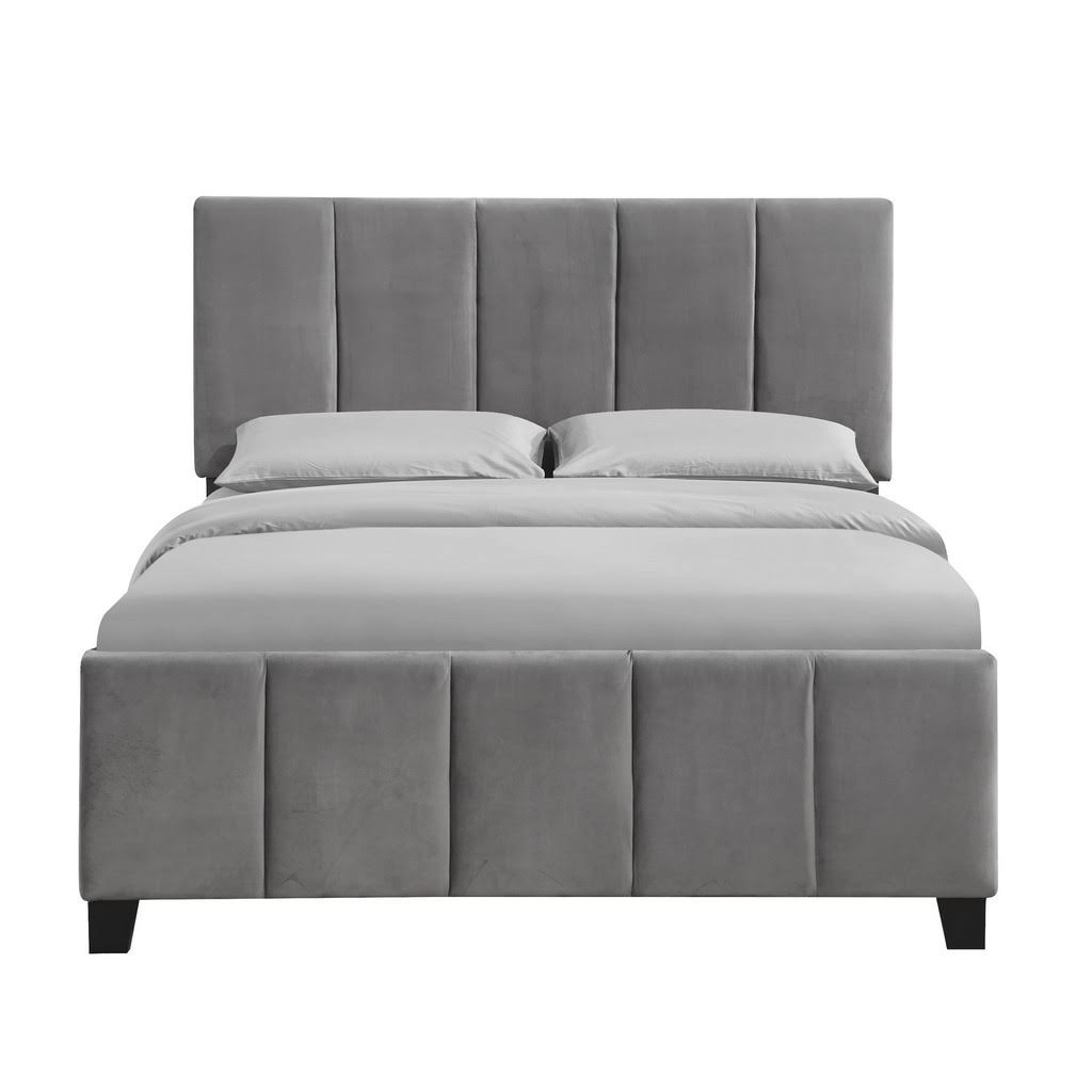 King Modern Channel Bed in Flannel Gray Velvet W56446