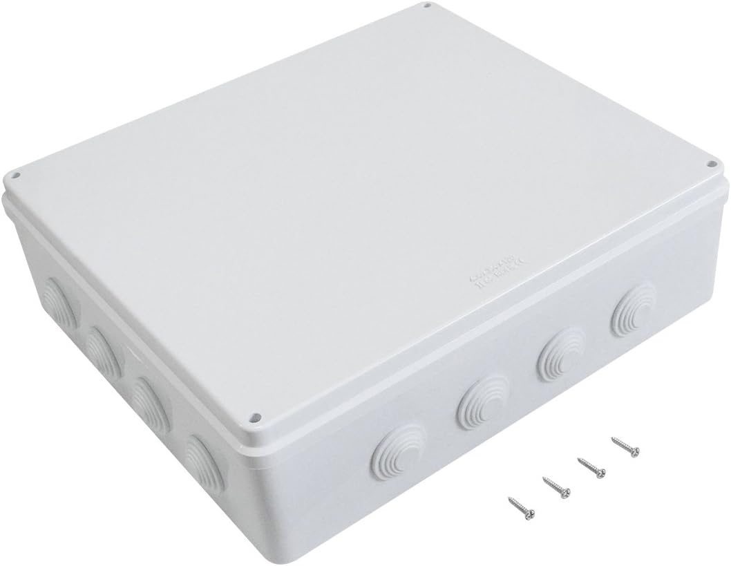 White ABS Plastic IP65 Junction Box Electrical Project Enclosure 15.7 x 13.8 x 4.7 inch Pack of 2 V150664