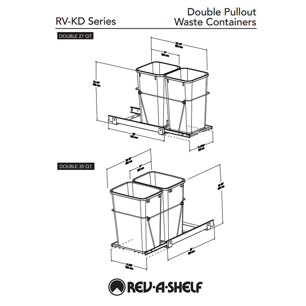 Double 27-Qt Kitchen Cabinet Pullout Waste Container Y7133