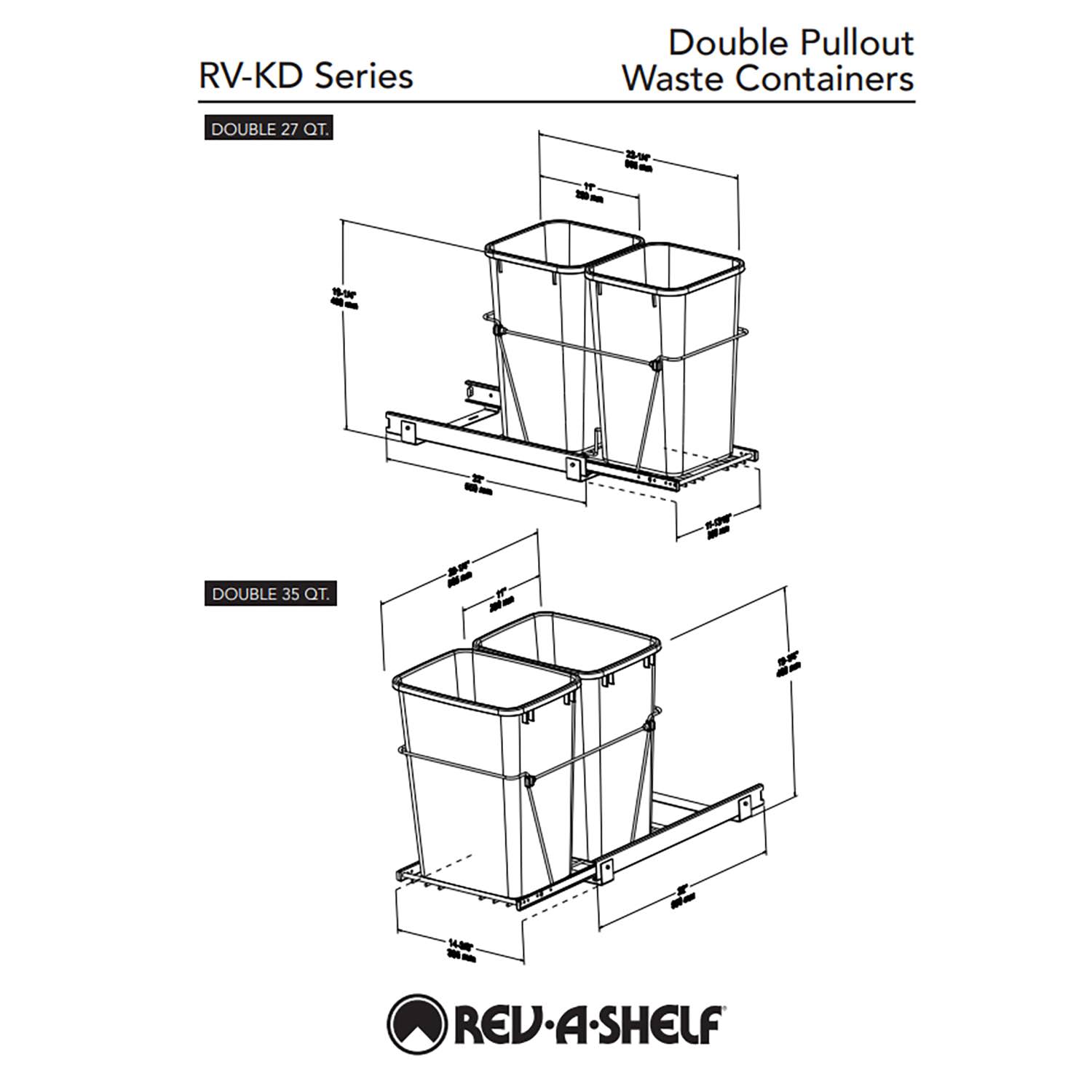 Double 27-Qt Kitchen Cabinet Pullout Waste Container Y7133