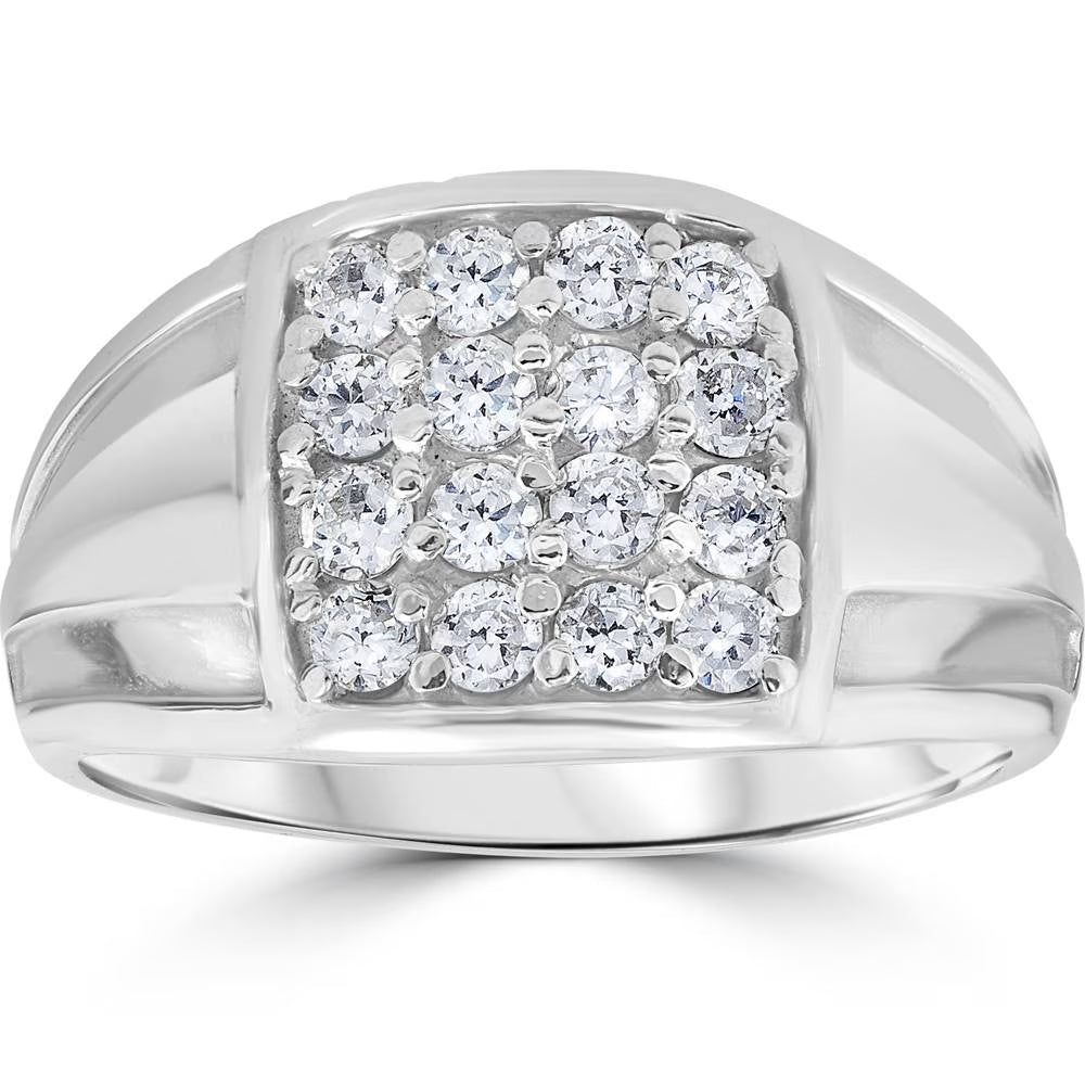 10k White Gold Diamond Mens Ring H47648