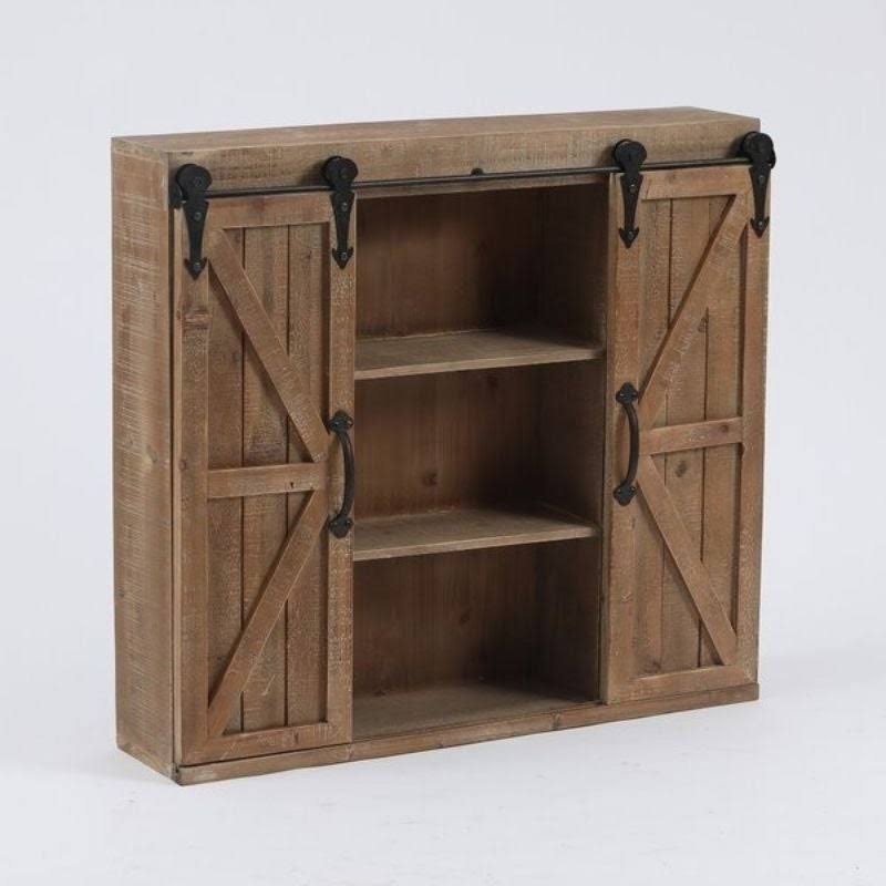 Brown Wall Mounted Bathroom Cabinet 2-Doors with Shelves A17916