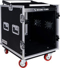 12U PA DJ Rack Case with Slant Mixer Top and Casters W445