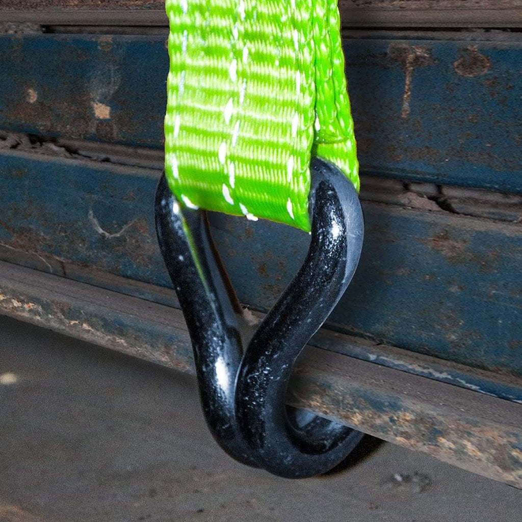 Ratchet Strap with Wire Hooks, 2 Inch x 15 Foot, 2 Pack, 3,300 Pound Safe Working Load U356