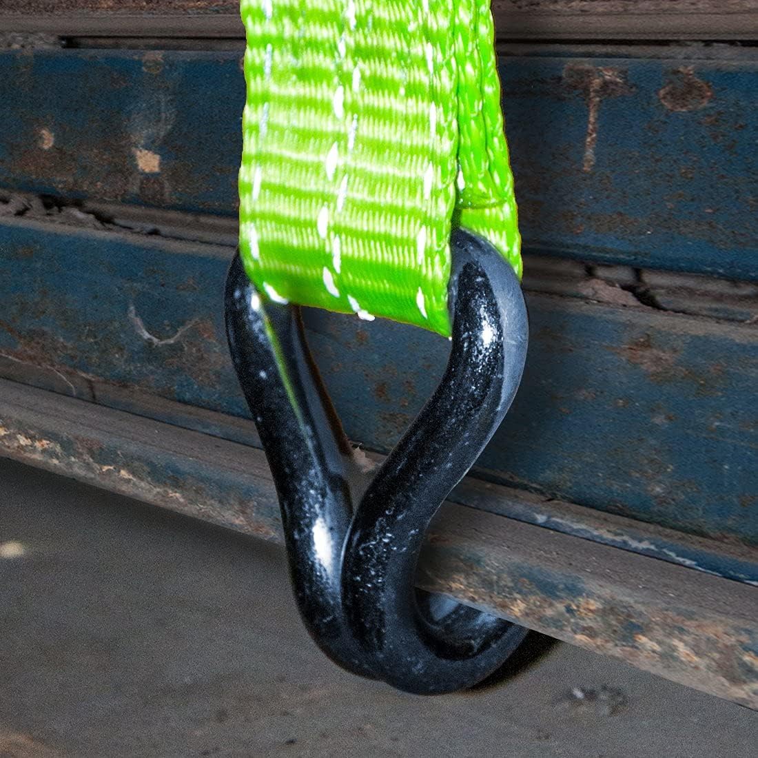 Ratchet Strap with Wire Hooks, 2 Inch x 15 Foot, 2 Pack, 3,300 Pound Safe Working Load U356