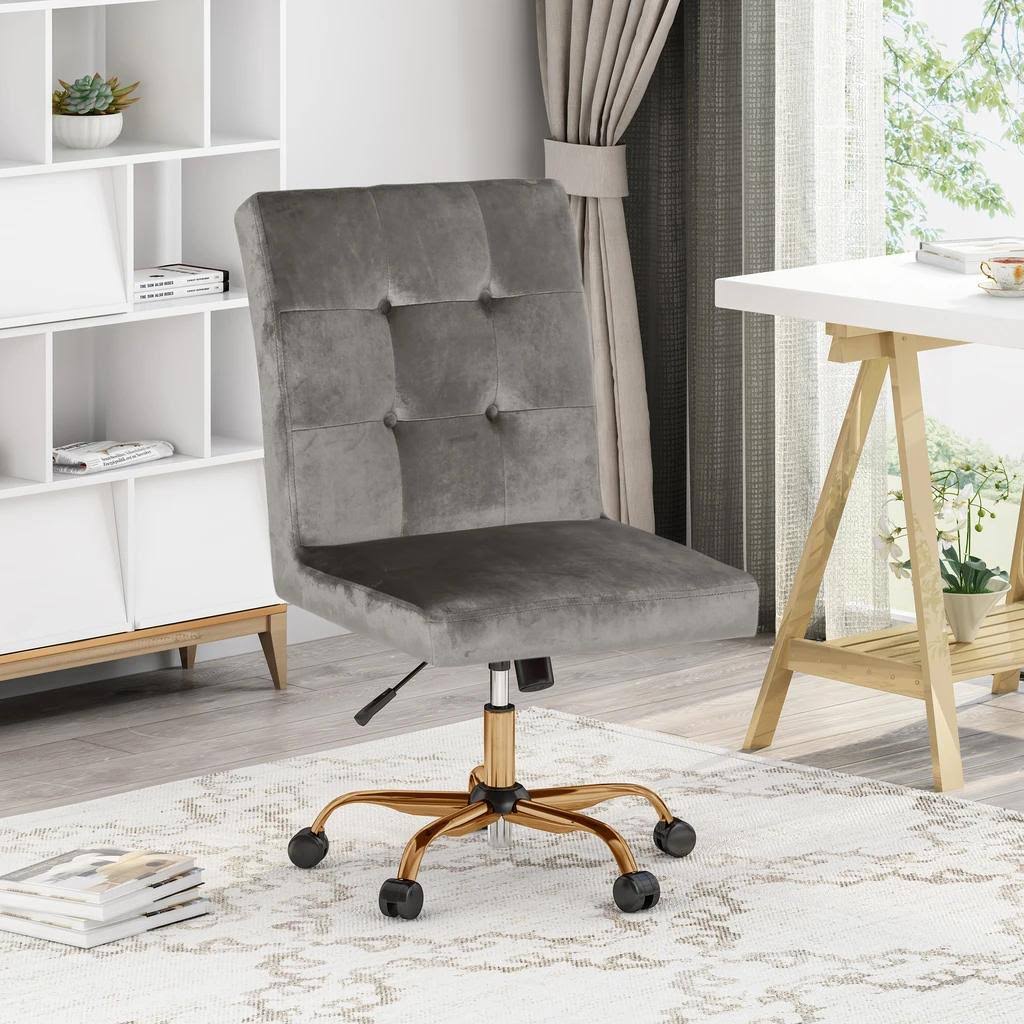 Tufted Office Chair with Swivel Base Gray T68213