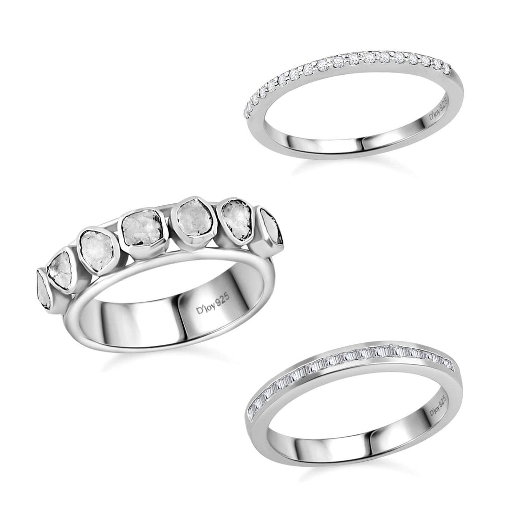 0.8 Ct Diamond Ring 925 Silver Platinum Plated Polki Jewelry Size 10 Q5238