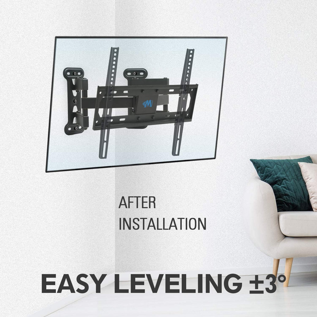 Full Motion Corner TV Wall Mount Bracket for 26-50 Inch LED, LCD, OLED Flat Panel Screen TV, Swivel Articulating Arms, VESA 400x400mm, 99 LBS, Tilting, Pack of 2 C960577