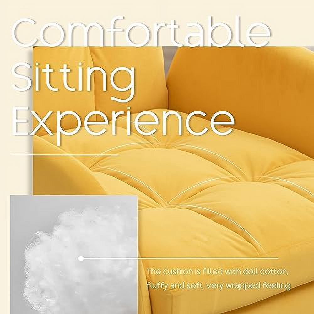 Yellow Velvet Accent Chair with Ottoman C2533