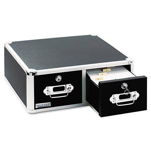 Locking 4 x 6 Index Card Cabinet, Double Drawer, Black Y203