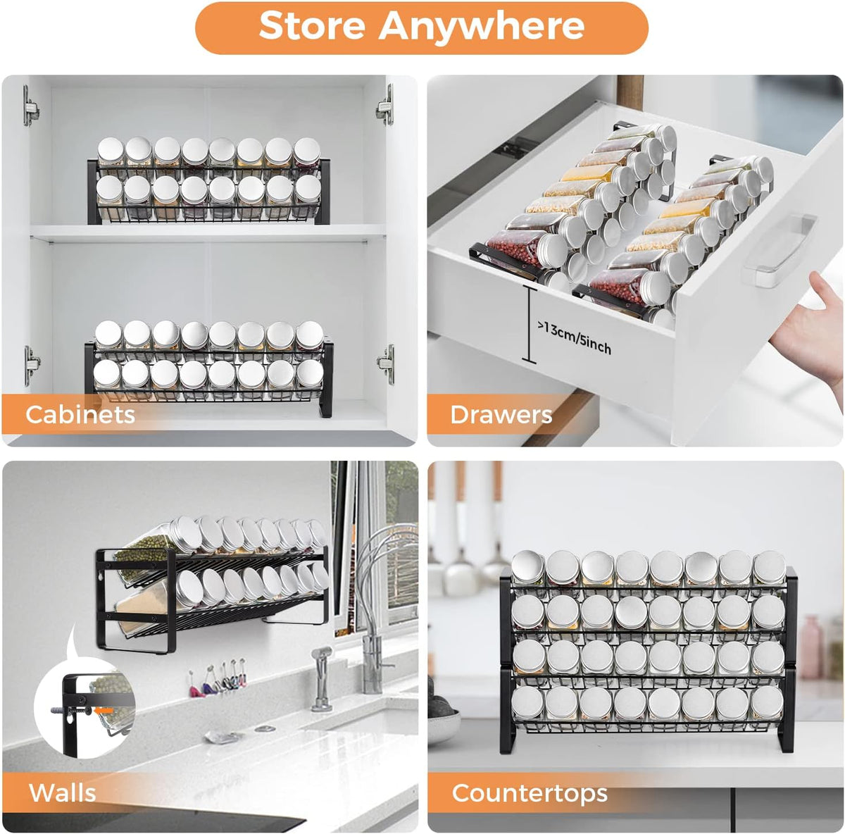 4-tier Stackable Spice Rack Organizer Y3689