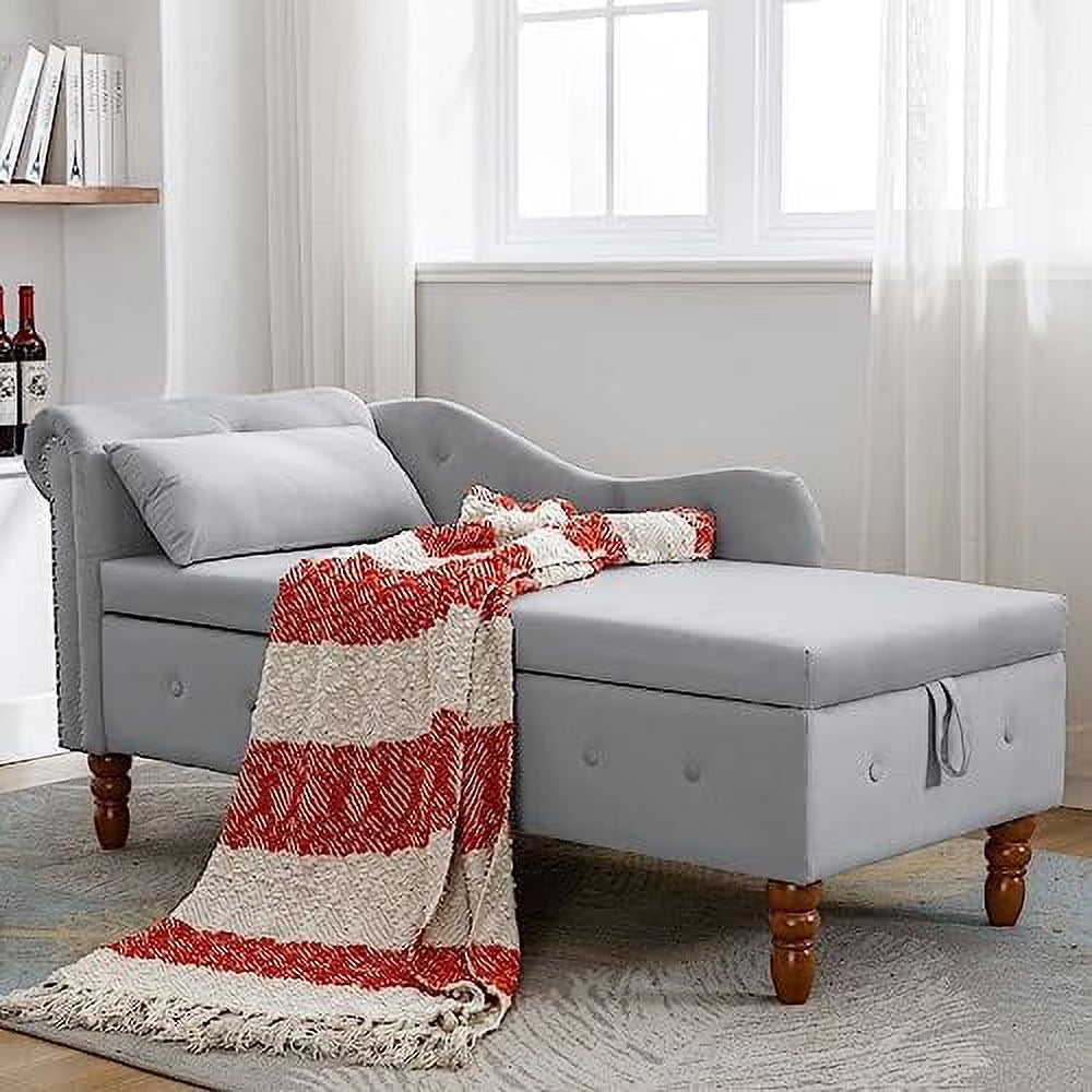 Pink Velvet Rolled Arm Chaise Lounge Bench G26511