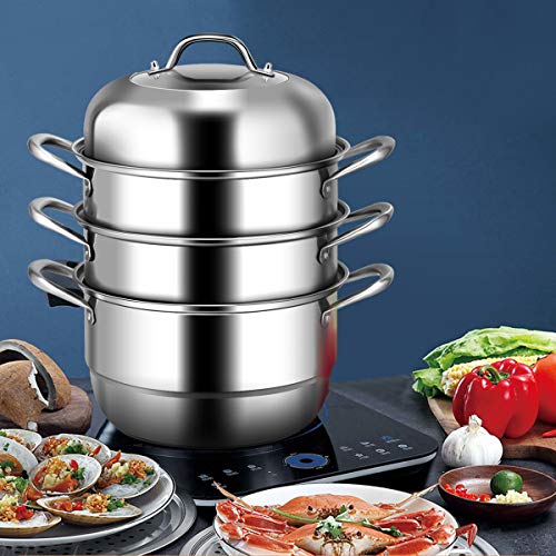 11 Inch Stainless Steel Steamer Pot with Tempered Glass Lid Q298153