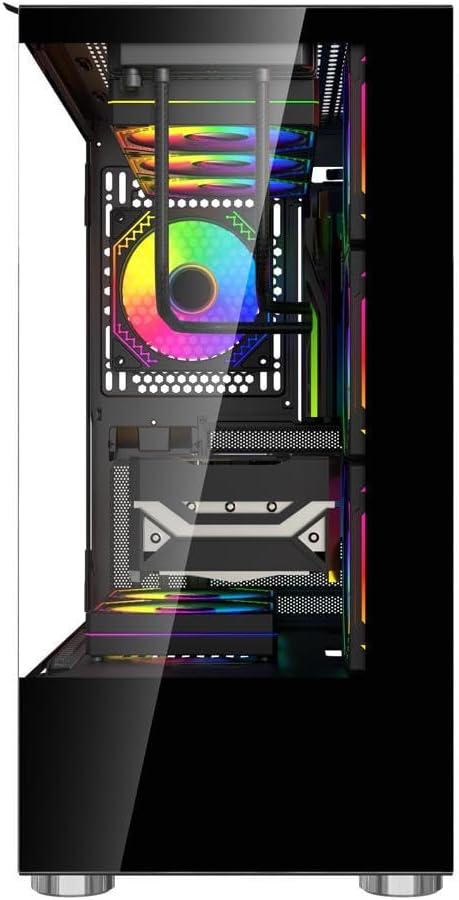 Black ATX Mid Tower Computer Case with Dual Tempered Glass Panel and 4 x ARGB 120mm Fans L135