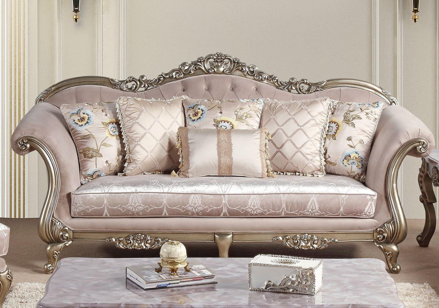 Champagne Wood Sofa Set 2Pcs W87569