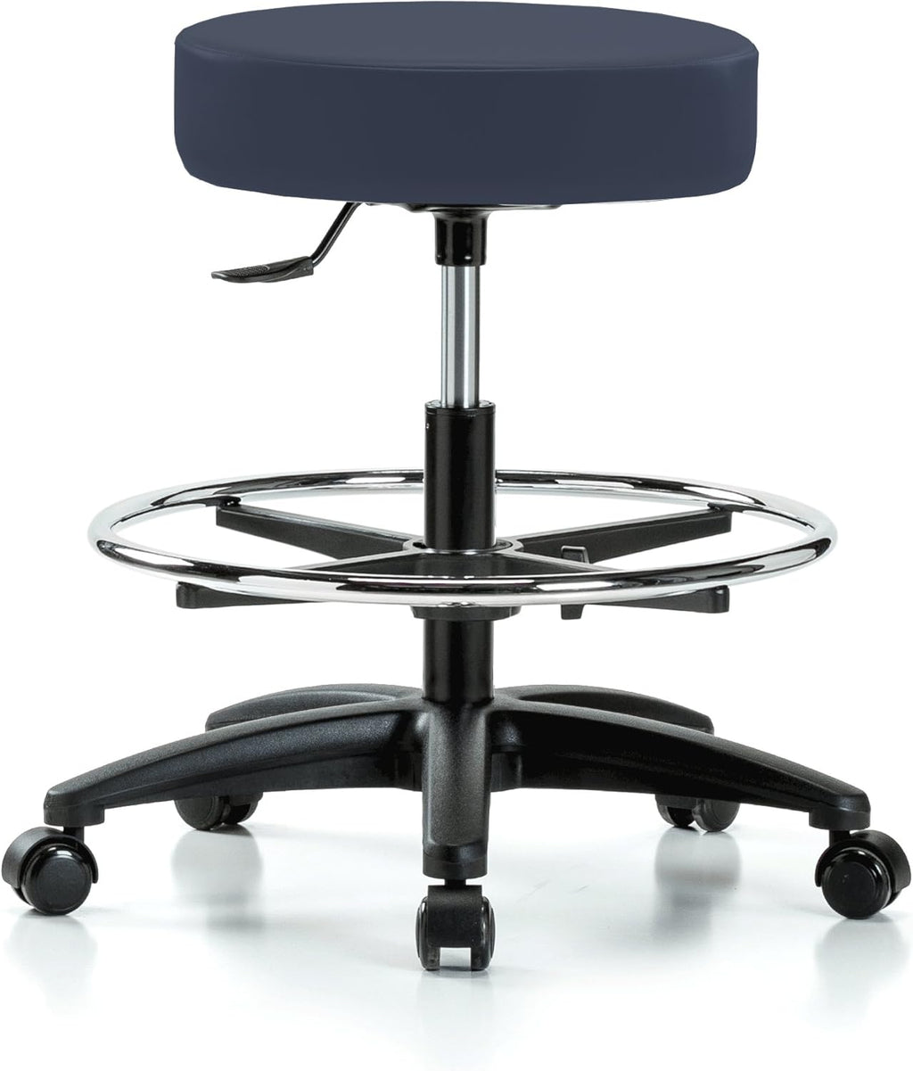 Rolling Swivel Stool with Foot Ring, Counter Height, Cinder Fabric J207082