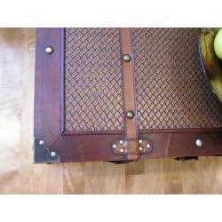 Brown Wood Trunk and Wooden Treasure Chest C36334
