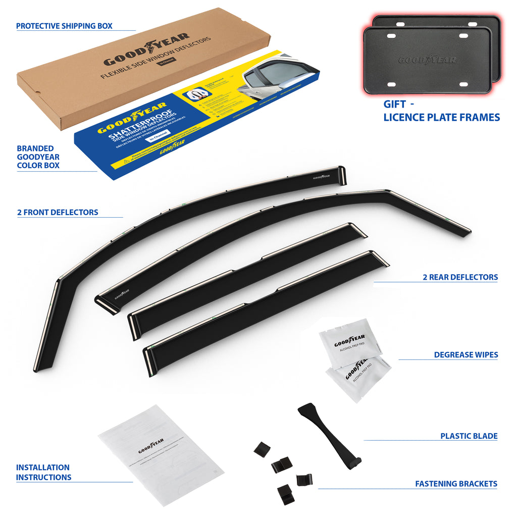 4 Pc Shatterproof In-Channel Window Deflectors Q168511