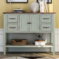 White & Brown Wood Console Table with Drawers & Open Shelf V76855
