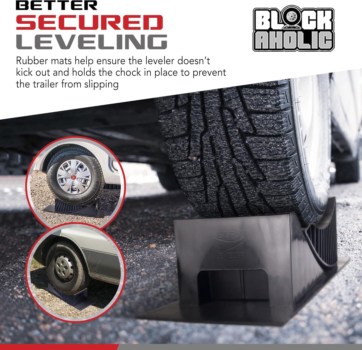 Curved Leveling Ramp with Chocks and Rubber Mat for Single Axle Campers Q197