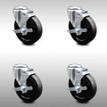 5 inch Soft Rubber Wheel Swivel Bolt Hole Caster Set with Brake F77542