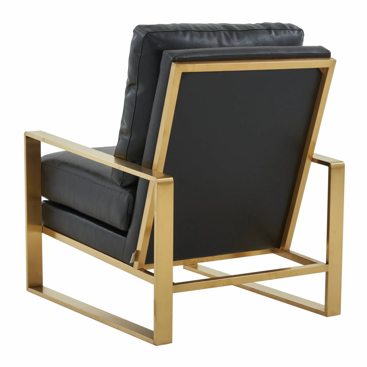 Black Leather Arm Chair Set of 2 and Octagonal Coffee Table with Gold Geometric Base T906