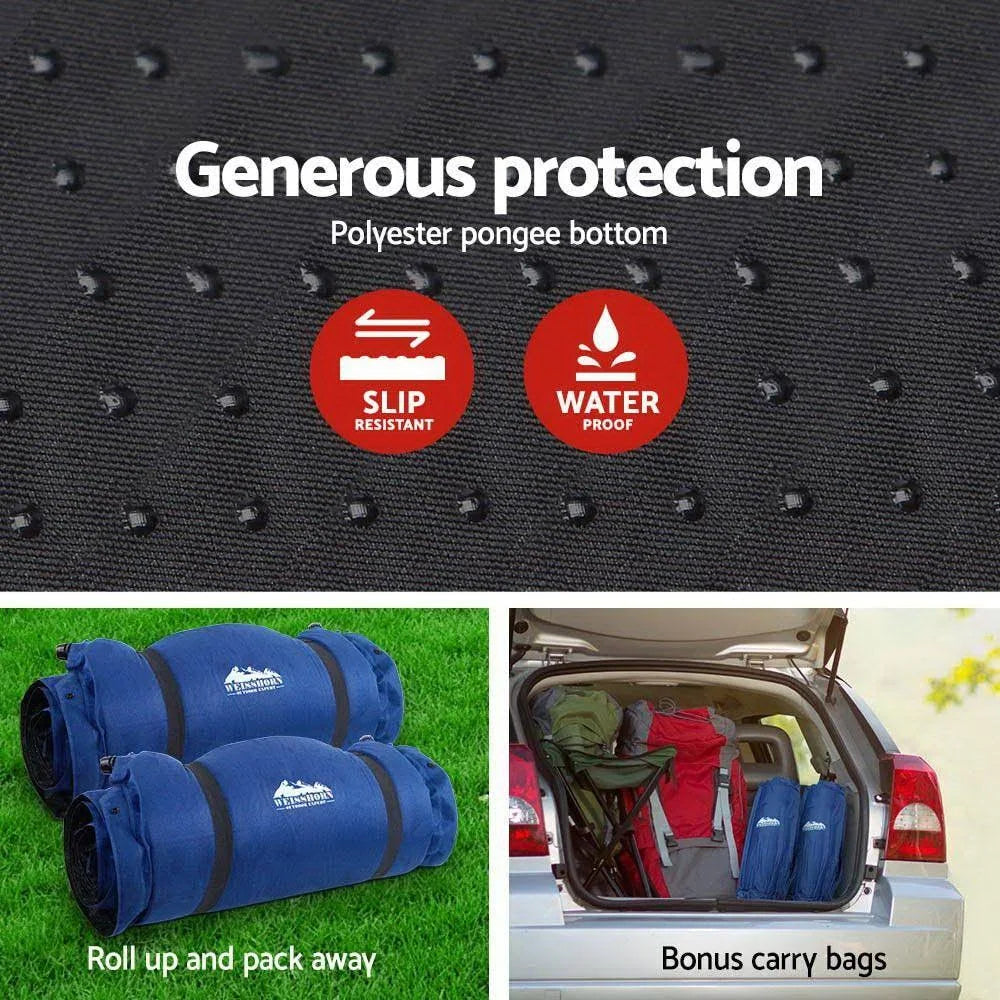 Self Inflating Camping Sleeping Mat Double Navy 10cm Thick Q86407