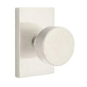 Double Dummy Round Door Knob with Rectangular Rose in Satin Nickel J32558