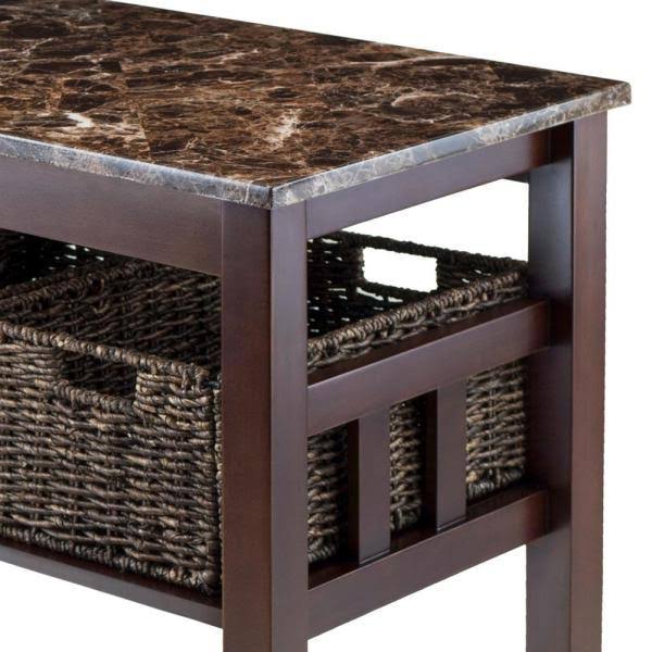 Faux Marble Console Table with 3 Baskets R294