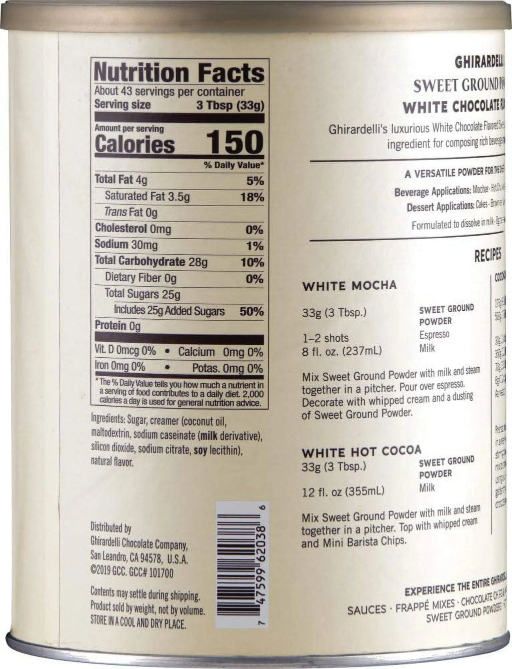 Sweet Ground White Chocolate Flavor Beverage Mix Q878