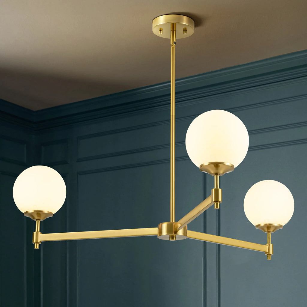 3-Light Dimmable Glass Globe Chandelier W17502
