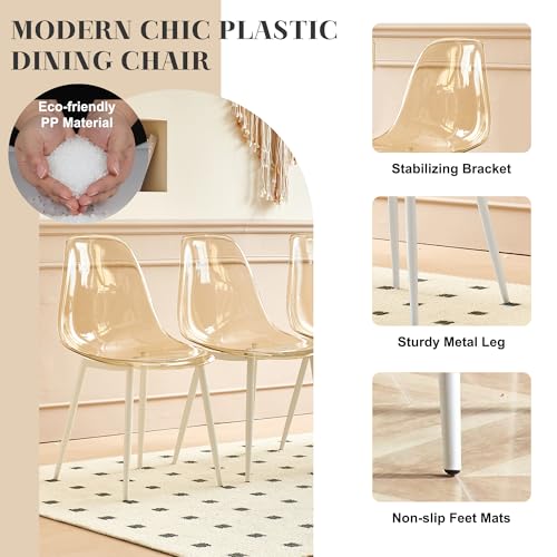 47'' Round Glass Dining Table Set for 4 with Clear Acrylic Chair P957