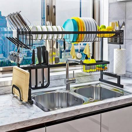 2 Tier Stainless Steel Over-The-Sink Dish Drying Rack Z138