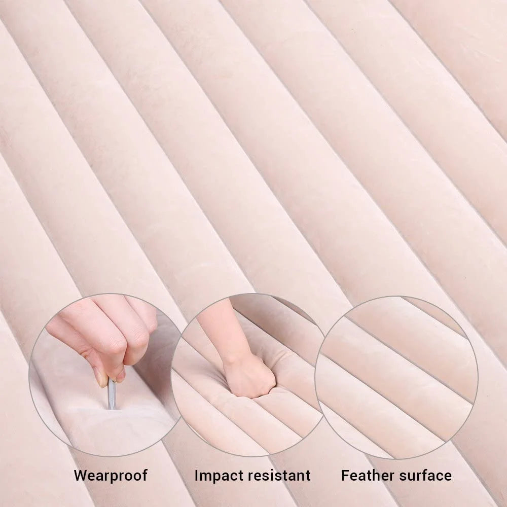 Car Bed Air Mattress with Motor Pump, Two Pillows, Natural Beige U200363